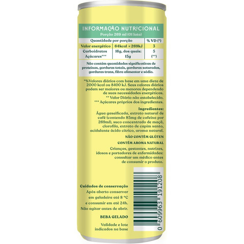 Imagem 3 de 3 de Energetico Natural Green Up Capim Santo Limao Hortela 269ml