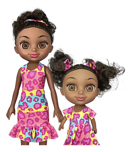 Boneca Juju Mommy Mamãe E Filhinha Negra Com Acessórios