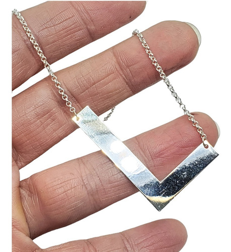 Imagen 1 de 5 de Cadena Plata Rolo Con Letra Inicial L Grande 26 X 40mm