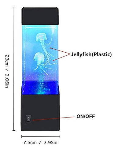 Lampara Nocturna De Medusas Tipo Acuario 24 Cm