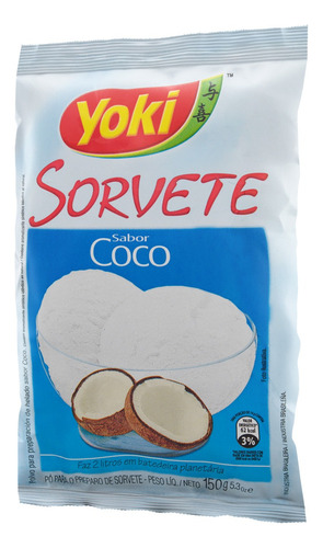 Pó para Sorvete Coco Yoki Pacote 150g