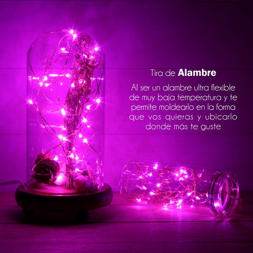 Imagen 3 de 10 de Guirnalda Microled Alambre Luz Led Rgb Amarilla Azul Rosa