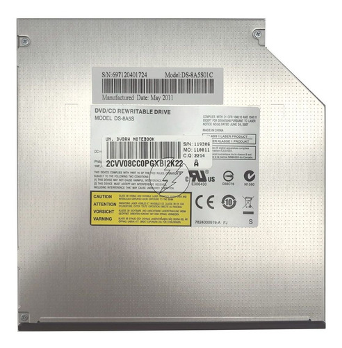 Imagem 4 de 6 de Gravador De Cd/dvd Para Notebook Ds-8a5s01c