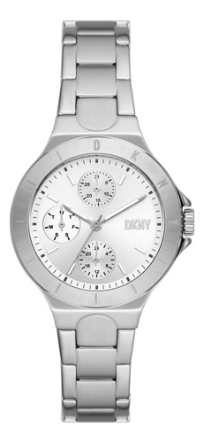 Reloj Mujer Dkny Chambers De Acero Inoxidable 34mm Correa Plateado