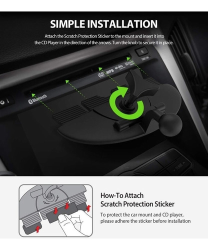 Imagen 3 de 6 de Soporte Pinza Celular Auto Ringke Para Cd Slot