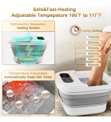 Banheira De Hidromassagem Para Pés Unifull Dobrável Com Aque