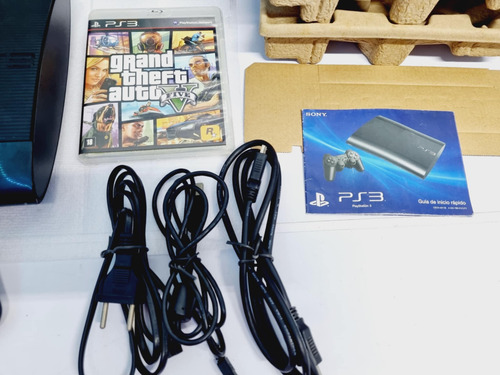 263- Console Ps3 Playstation 3 Super Slim Gta V Preto (Usado)
