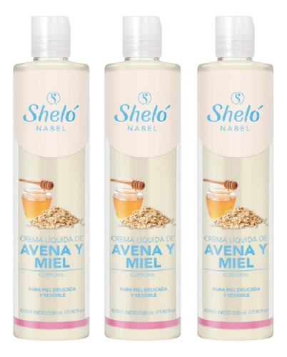 3 Pack Crema Líquida De Avena Y Miel Shelo