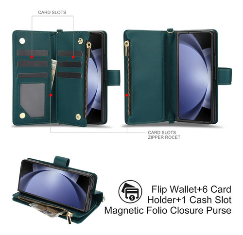 Funda De Piel Con Tapa Para Samsung Galaxy Z Fold 6, 5, 4, 3