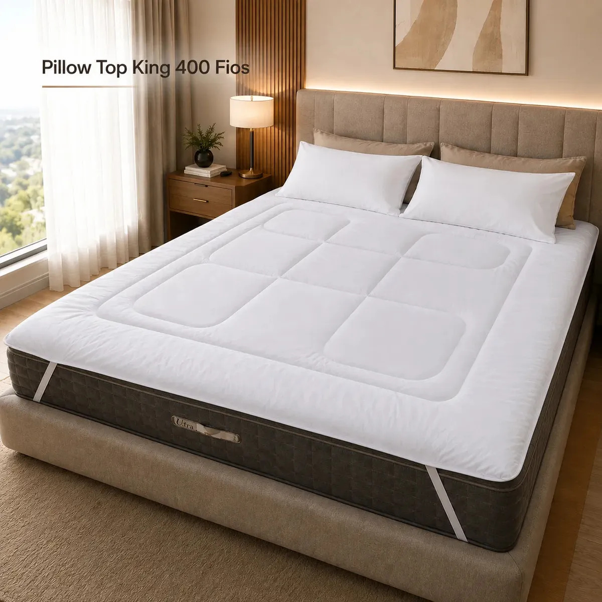 Pillow Top King 400 Fios Toque Extra Macio Com Conforto De Hotel
