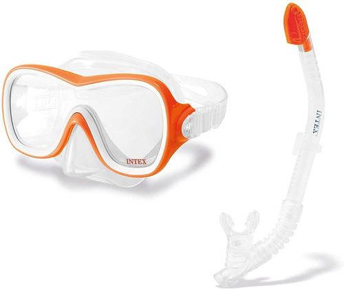 Kit Set Buceo Snorkel Esnorquel Visor Goggles Agua 8-14 Años Color Naranja