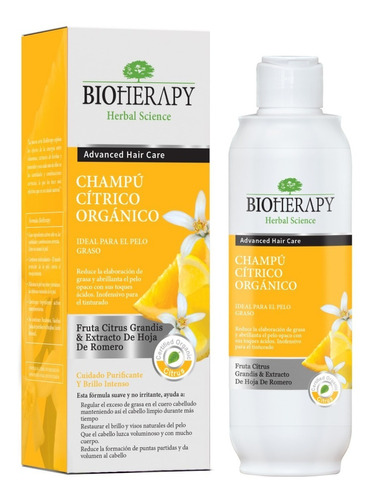 Bioherapy Shampoo Citrus Cab. Grasos 330ml