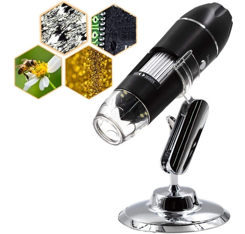 Microscopio Usb 1600x Zoom Celular Aumento Capilar 8 Leds