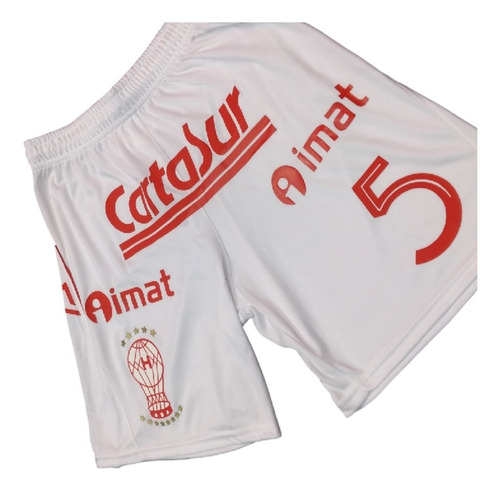 Imagen 6 de 8 de Short De Juego Huracán Peak Sport Blanco Con Publicidad Y Nº