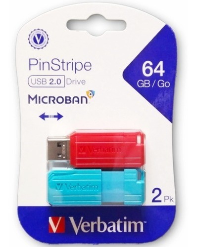 2 Pendrive 64 Gb Verbatim Pinstripe Usb Drive Microban