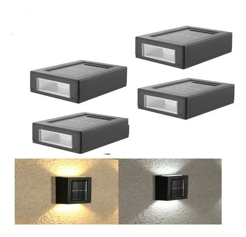 Imagen 1 de 5 de Pack 4 Focos Muro Aplique Led Solar Jardín Exterior