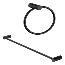 Comprar Juego De 2 Accesorios Toalleros Para Baño Acero Inox Negro 