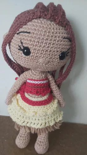 Boneca Moana 35cm Em Crochê/amigurumi.