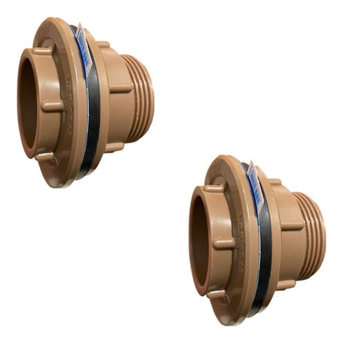 2x Adaptador Flange 50mm (1.1/2) Marrom Para Caixa D' Água