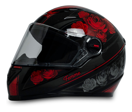 Imagem 5 de 5 de Capacete Com Narigueira Moto Gt Femme Tam 58 Preto Vermelho