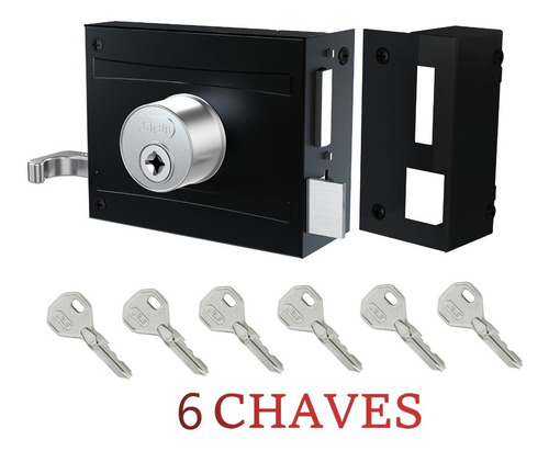 Fechadura Portão Sobrepor Tetra Stam 1701/100 Com 6 Chaves