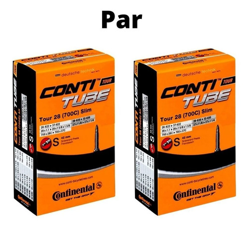 Kit 2 Camaras 700x28/37 Continental Tour 28 Slim S42mm Aro