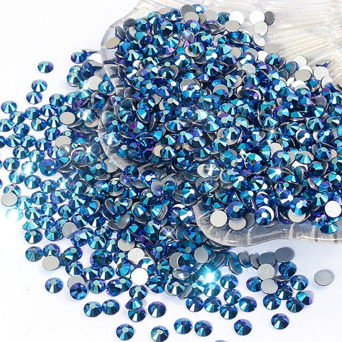 1440pzs Cristal Decoración Pedreria Para Uñas Ss12 Fucsia Color Azul Tornasol Ss12