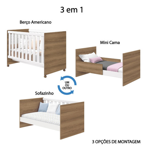 Conjunto Katatau Berço Comoda E Roupeiro 2 Portas - Reller
