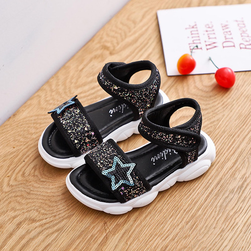 Sandalias Con Lentejuelas En Forma De Estrella Para Niñas, Z