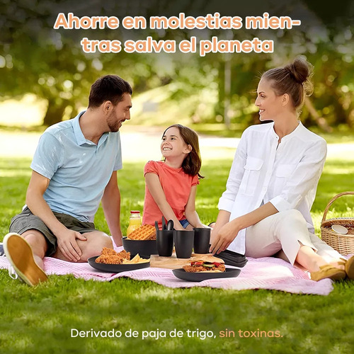 . Vajilla Juego Negro Cocina Paja Trigo Plato Tazas Kit 28pz