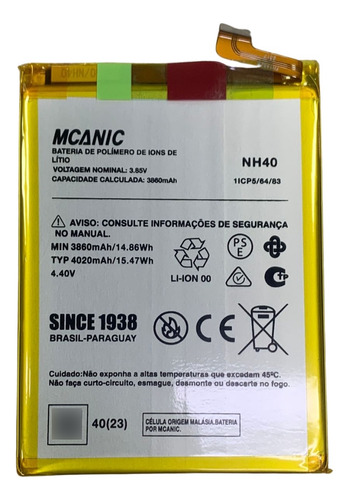 12 Meses De Garantia Bateria Mechanic Nh40 Moto E22