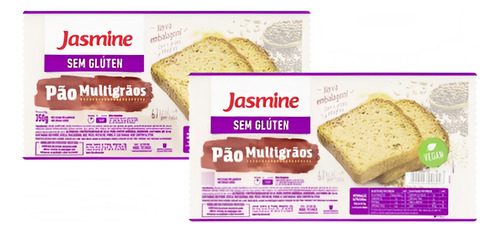 Kit 2 Pão De Sanduíche Multigrãos Sem Glúten Jasmine 350g