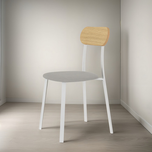 4 Sillas De Caño Blancas Con Asiento Tapizado Y Respaldo Antidesgarro Blanco Gris