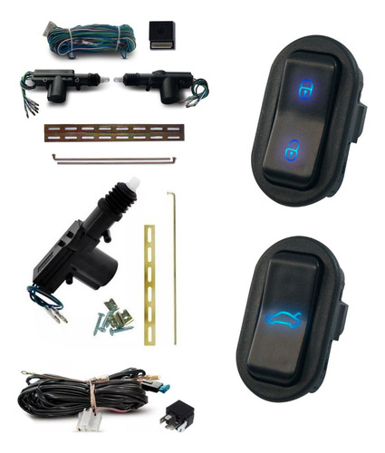 Kit Trava Elétrica E Abertura Porta-malas Universal 2p Azul