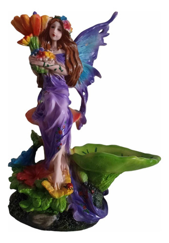 Figura De Hada Con Hermosas Flores En Mano De 46 Cm