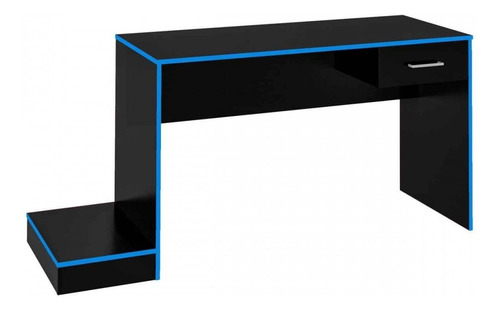 Mesa Gamer Ideal Para 2 Monitores Preto/azul - Pnr Móveis Cor Preto