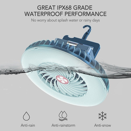 . Mini Ventilador Portátil For Acampar Con Linterna Led