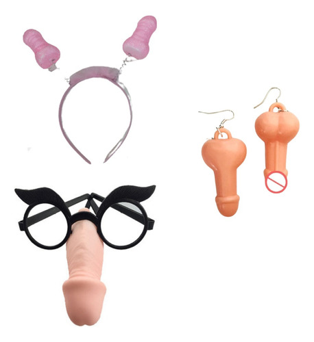 Kit Acessórios Para Festa Erótica Óculos Tiara E Brinco