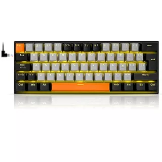 TERPORT 60% Teclado Gamer Mecanico Z-11 Español Compacto, Red Switches Hot-swappable, Cable Desmontable, Ergonomico Y Portatil, Anti-ghosting, Gaming Juegos Oficina, Gris Y Negro Para Win/mac