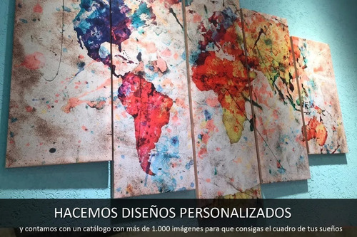 Imagen 2 de 9 de Políptico Moderno Planisferio 100x50 Cuadro Personalizable