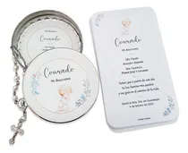 Comprar Souvenir Bautismo Comunion Latas Blonda Denario Estampitas