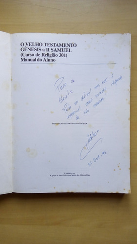 Livro O Velho Testamento Gênesis A Ii Samuel A587 (Usado)