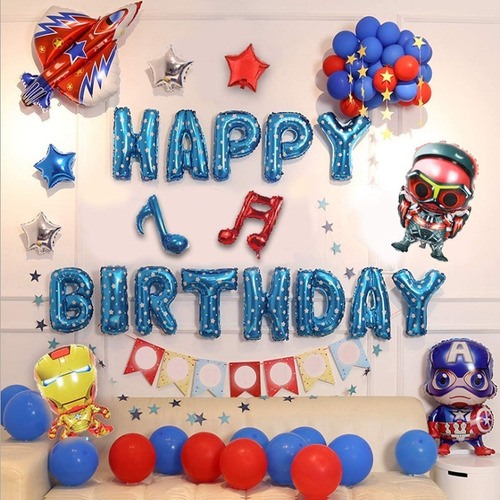 Imagen 5 de 8 de Globos Avengers Superheroes Decoración Set De 85 Pz