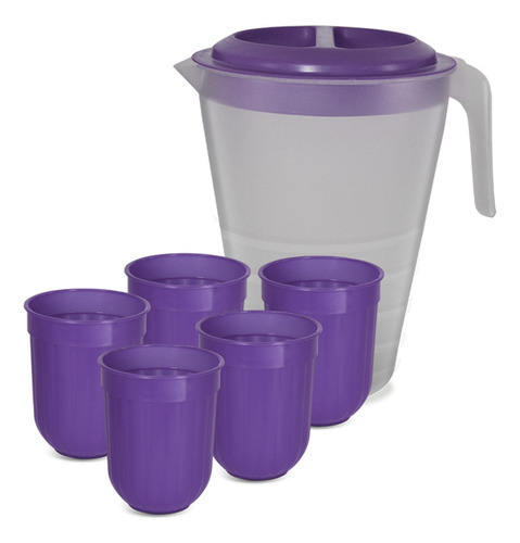 Set Jarra 4l + 5 Vasos Coreanos De 358 Ml C/u