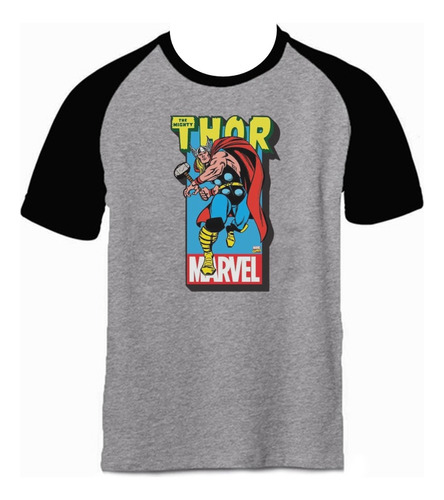 Camiseta Thor Comic Ranglan Gris Hombre Manga Corta