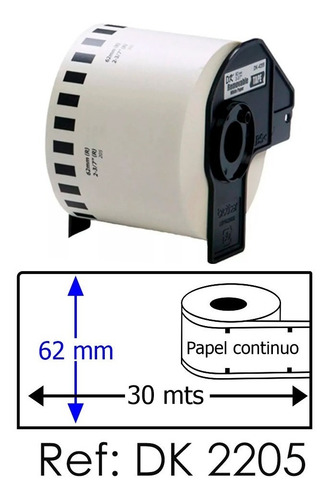 Imagen 4 de 4 de 5 Rollos Etiquetas Adhesivas Dk 2205 Para Brother 62mm + Por