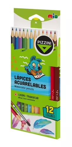 Lápices ACUARELABLES x12 Watercolor de Pizzini – Color Pastel Libreria