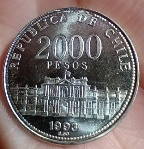 Moneda Conmemorativa Histórica 2000 Pesos Chile 1993