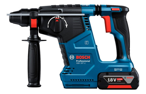 Rotomartillo Bosch Gbh 187-li Sds Plus/cilindrico 18v + Kit Color Azul