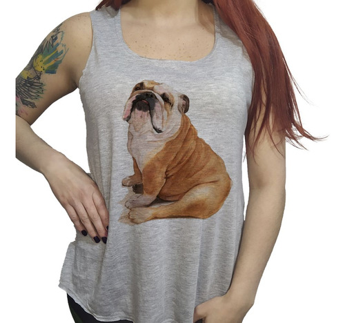 Musculosa Acampanada Bulldog Ingles Sentado Art